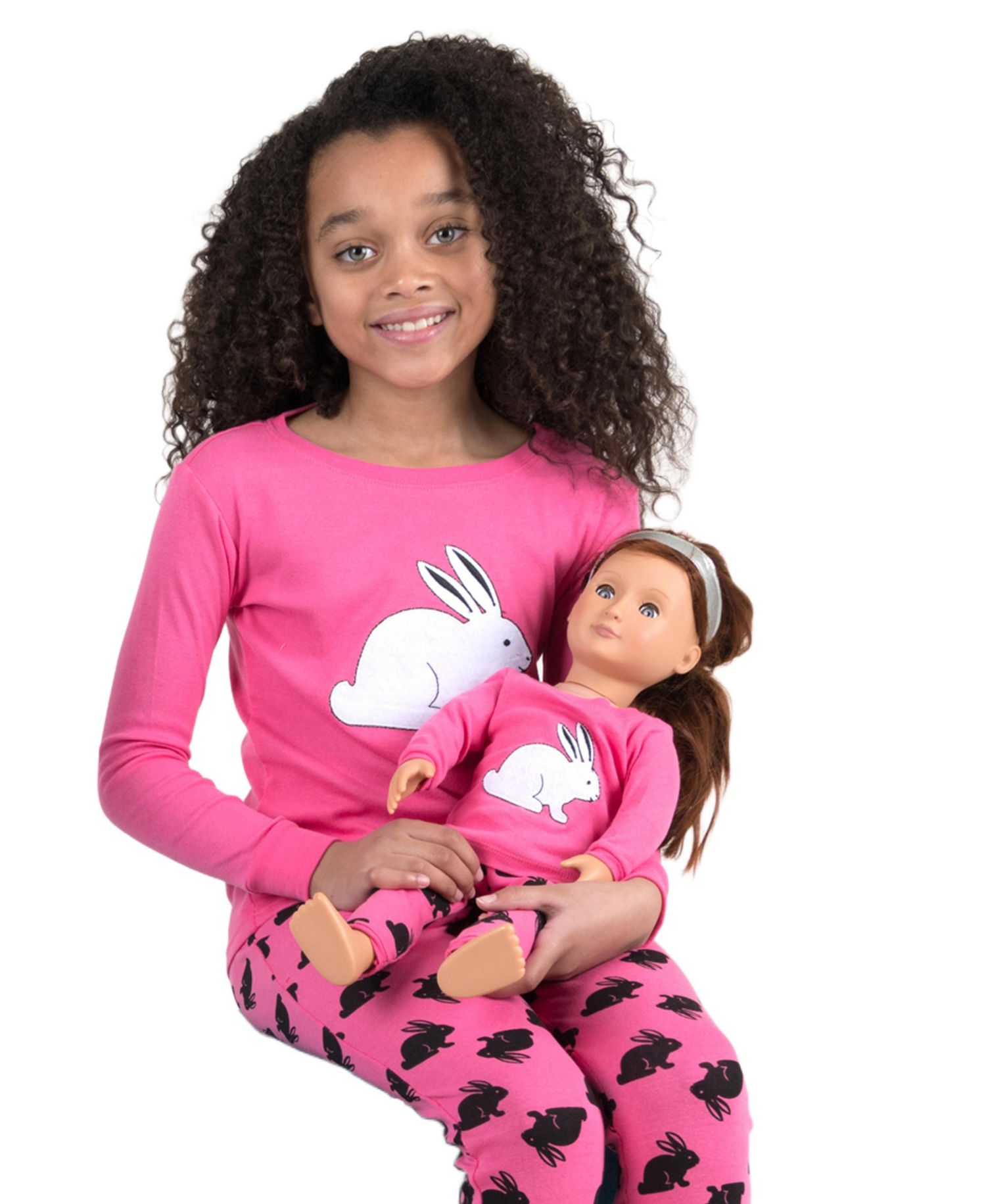 Toddler Girls Matching Doll Snug-Fit Cotton Long Sleeve All-Over Animal Print Pajamas