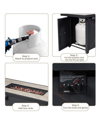 6PCS Patio Furniture Set Rattan Cushioned Sofa Gas Fire Pit Table