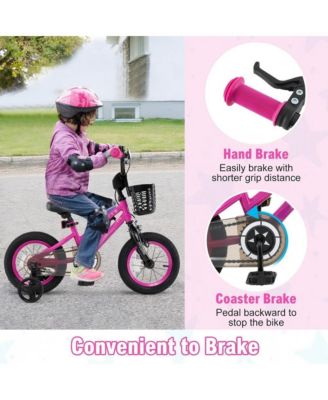 12 Inch Kids Bike Adjustable Bicycle with Front Basket for Children Aged 3-4 Years Old