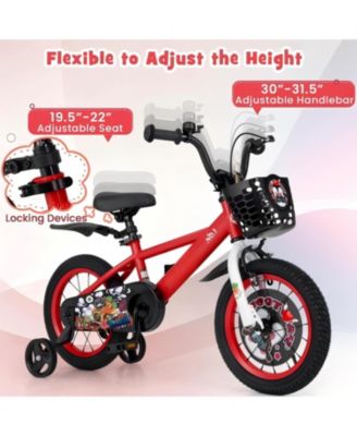14 Inch Kids Bike Adjustable with Storage Basket and Double Brake for 3-5 Years Old