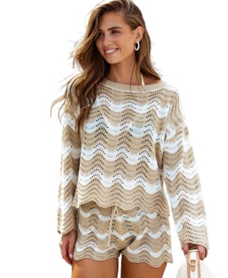 Women’s Castaway Cutie Striped Two-Piece Cover-Up Set