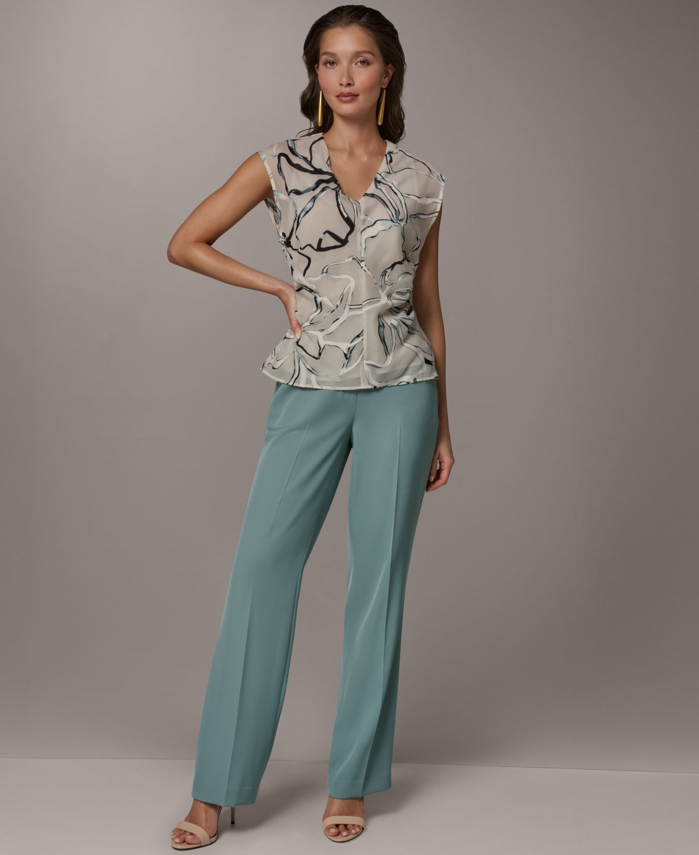 Женский топ Donna Karan New York Sleeveless V-Neck, цвет: Разноцветный — фото 5