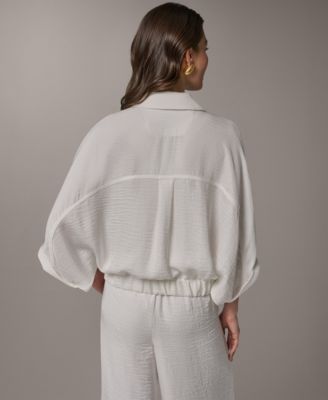 Women's Collared Neck Buton-Front Shirt Jacket