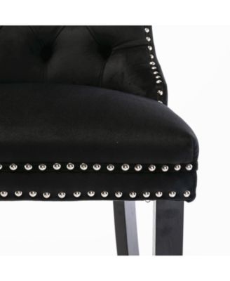 Set of 2 Velvet Counter Height Stools, 26.3" Button Tufted Upholstered Kitchen Island Chairs with Back