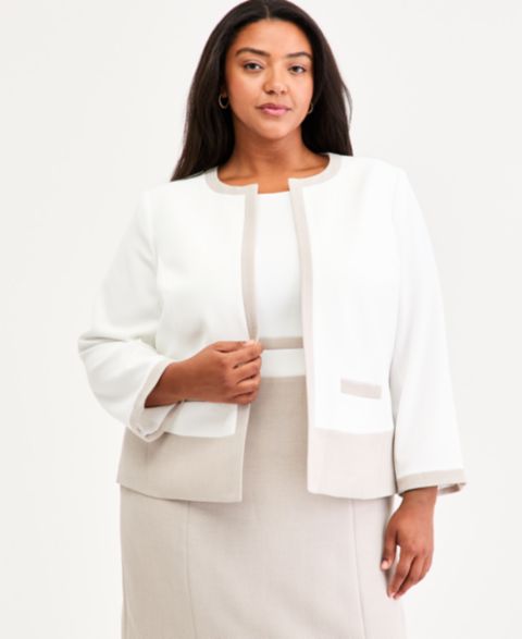 Женские кардиганы Kasper Plus Size Colorblocked Cardigan Jacket