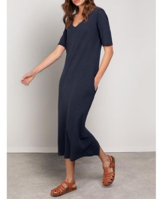 Women's Linen Blend Midi Dress