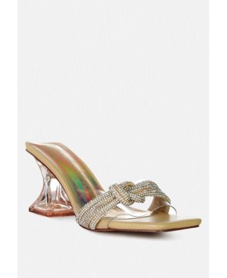 Womens Hiorda Rhinestone Knotted Spool Heel Sandals