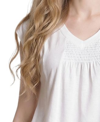 Petite Cap-Sleeve Peasant Top