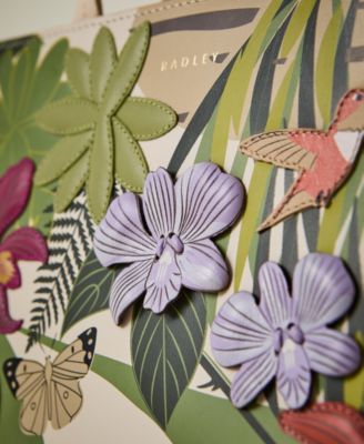 RHS Small Leather Appliqu&eacute; Ziptop Grab Satchel Bag