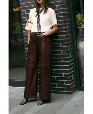 Women's High Shine Faux Leather Slouch Pant