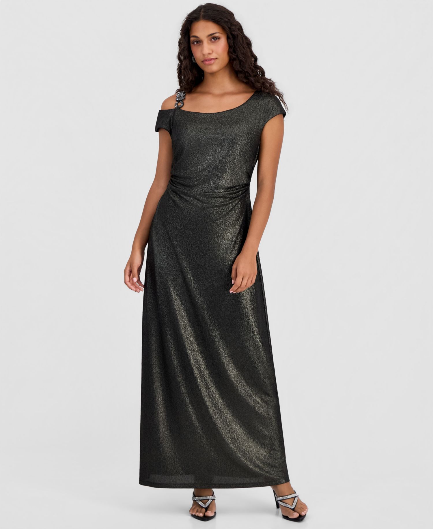 Petite Jacquard Asymmetric Dolman-Sleeve Sheath Dress