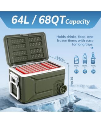 68QT Portable Car Refrigerator with Wheels