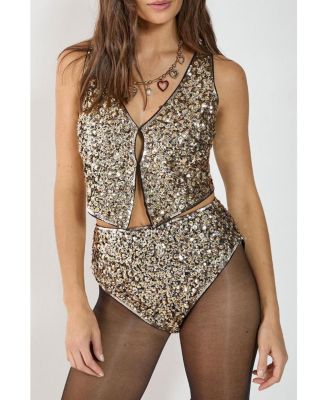 Women's Cluster Hand Embellished Booty Shorts