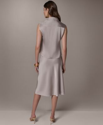 Petite Sleeveless Collared Neck Shirt