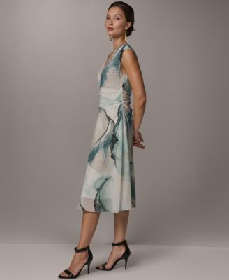 Petite Printed V-Neck Midi Dress