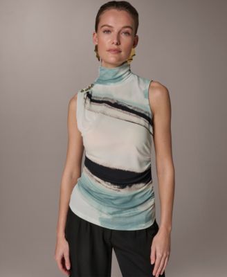 Petite Sleeveless Mock Neck Top