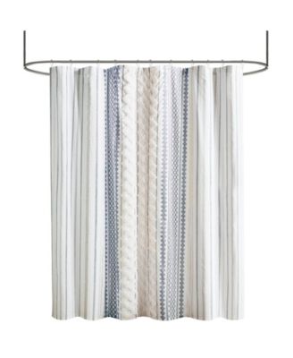 Imani Stripe Cotton Chenille Shower Curtain, 72" x 72"