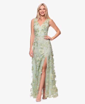 Women's V-Neck 3D Embroidered Gown