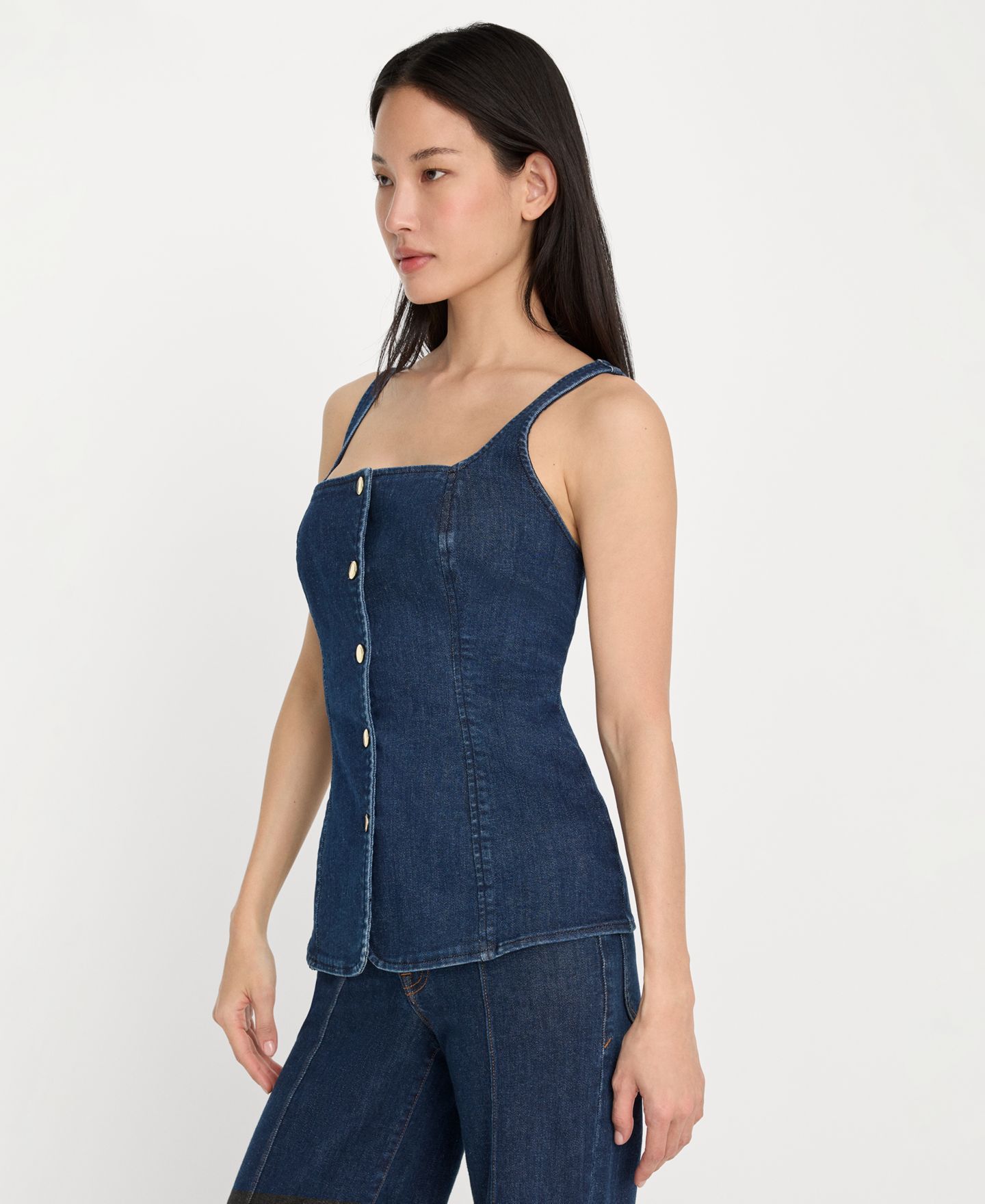 Женский топ Good American Square Neck, Regular & Plus Size, цвет: Синий — фото 3