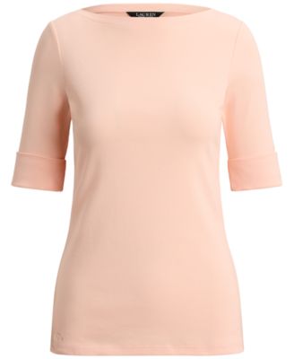 Petite Stretch Cotton Boatneck Tee