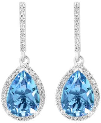London Blue Topaz (4-1/3 ct. t.w.) & Diamond (1/5 ct. t.w.) Drop Earrings in 14k White Gold