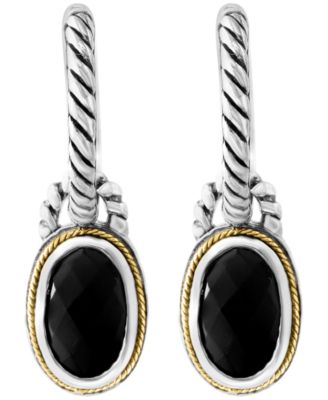 Onyx Earrings in Sterling Silver with 18k Yellow Gold