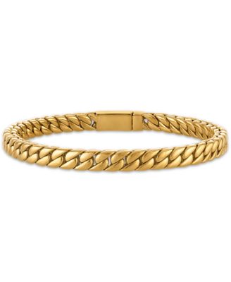 Polished Double Layer Chain Bracelet in Yellow-Plated Stainless Steel