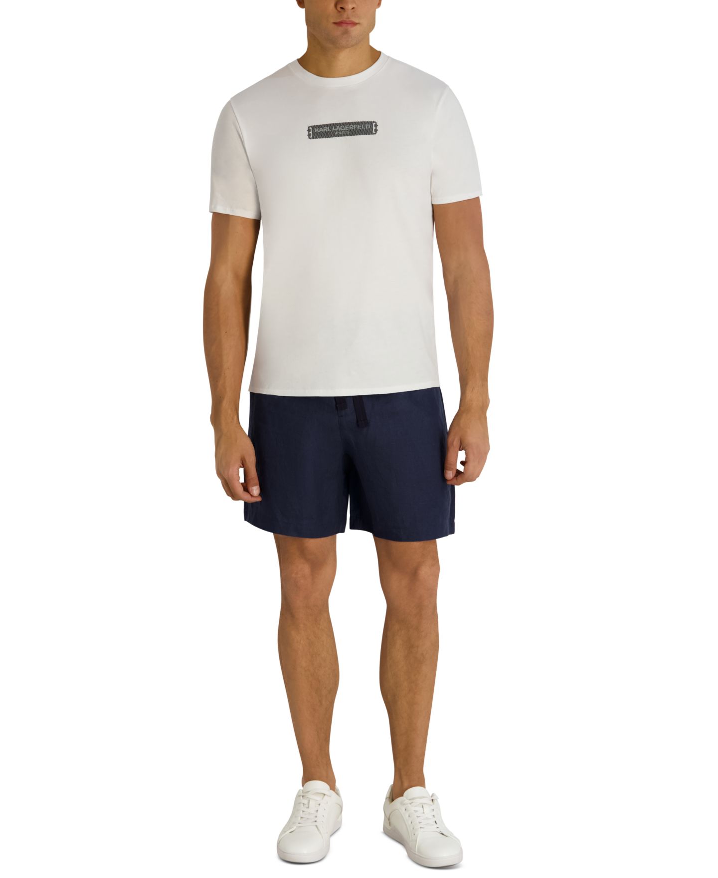 Мужские шорты KARL LAGERFELD PARIS Regular-Fit Drawstring Linen, цвет: Тёмно-синий — фото 2