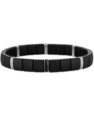 Esquire Mens Jewelry Ceramic Stretch Bracelet in Sterling Silver - Sterling Silver 338$