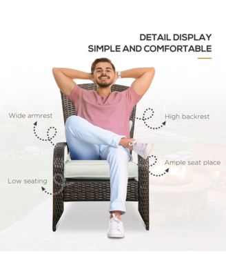 Patio Wicker Adirondack Chair with Soft Cushions,