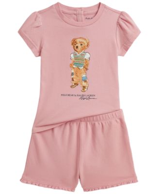 Ralph Lauren Baby Girls' Polo Bear Jersey T-Shirt and Shorts, 2-Piece Set