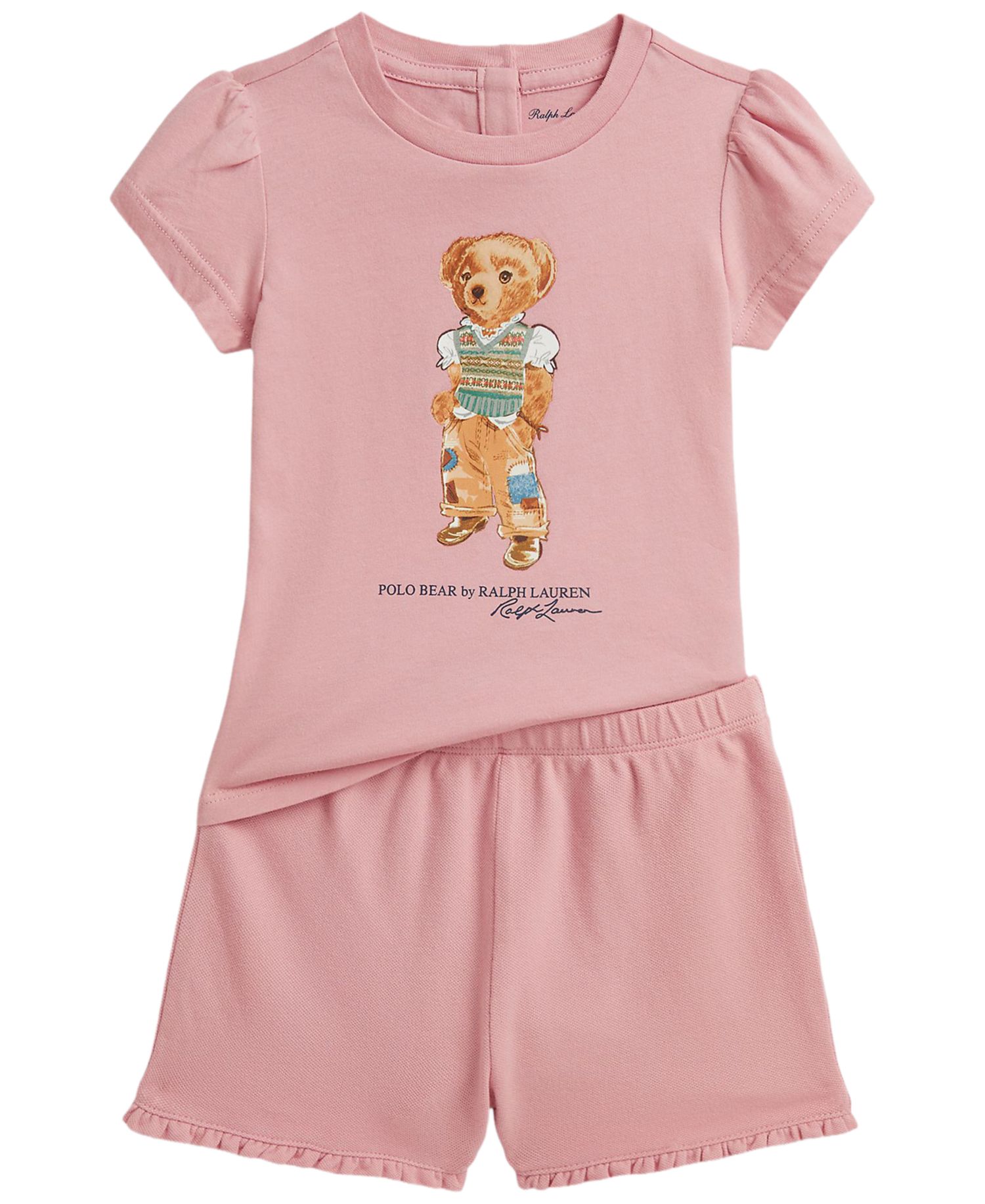 Ralph Lauren Baby Girls' Polo Bear Jersey T-Shirt and Shorts, 2-Piece Set