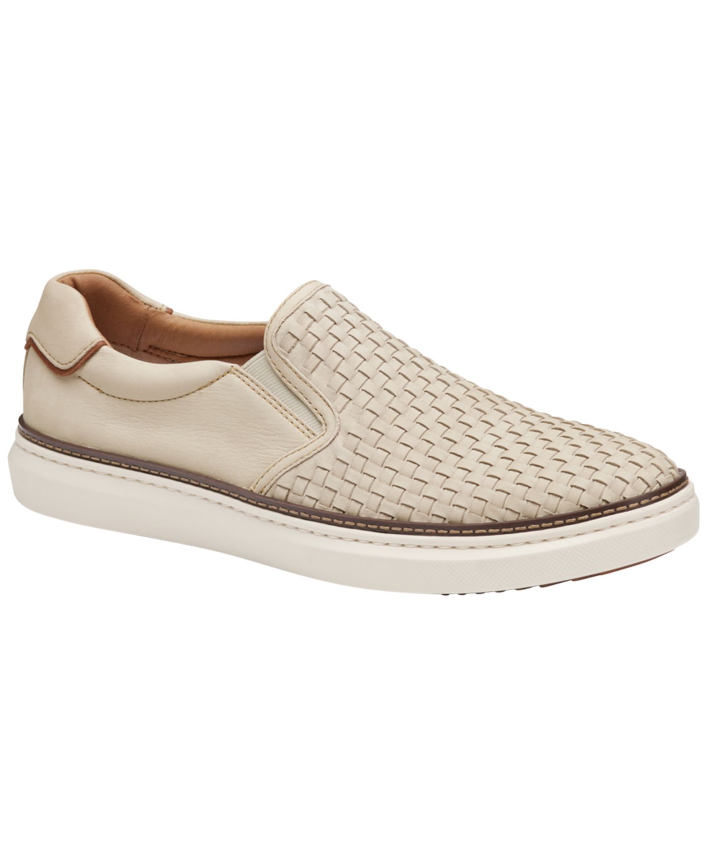 Мужские кроссовки Johnston & Murphy McGuffey 2 Woven Slip On, цвет: Бежевый нубуковый — фото 1