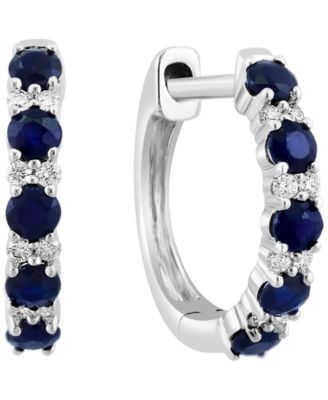 Sapphire (1/2 ct. t.w.) & Diamond (1/2 ct. t.w.) Earrings in 14k White Gold