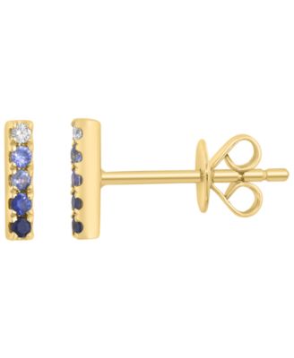 Sapphire (1/3 ct. t.w.) & Diamond (0.02 ct. t.w.) Earrings in 14k Yellow Gold