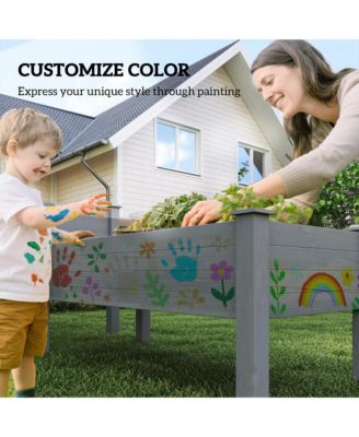 2 Tier Raised Garden Bed, Elevated Wooden Planter Box