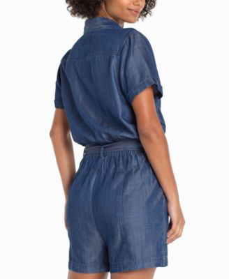 Women's Short-Sleeve Self-Tie Romper