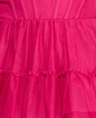 Juniors' Sweetheart Neck Tiered Skirt Dress