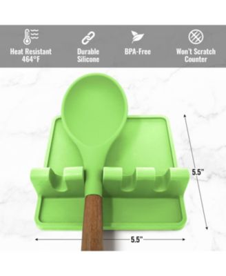 Silicone Kitchen Utensil Rest with Drip Pad for Multiple Utensils