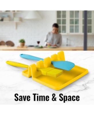 Silicone Kitchen Utensil Rest with Drip Pad for Multiple Utensils