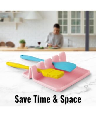 Silicone Kitchen Utensil Rest with Drip Pad for Multiple Utensils