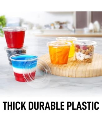 200 Pack Clear Jello Shot Cups with Lids - Disposable Condiment Cups