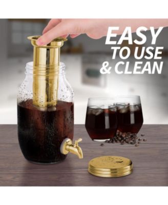 1.5L Cold Brew Coffee Maker with Glass Carafe & Stainless Steel Filter