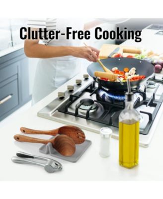 Silicone Utensil Rest with Drip Pad for Multiple Utensils