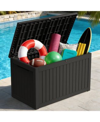 270 Gallon Patio Waterproof Resin Deck Box Lockable Outdoor Storage Garden Tools