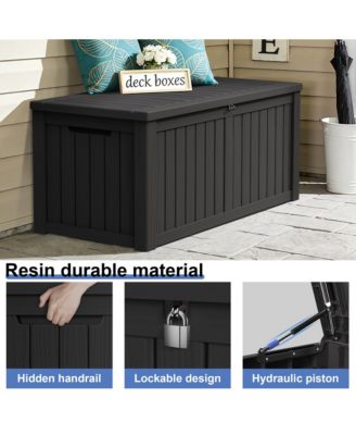 150 Gallon Patio Waterproof Resin Deck Box Lockable Outdoor Storage Garden Tools