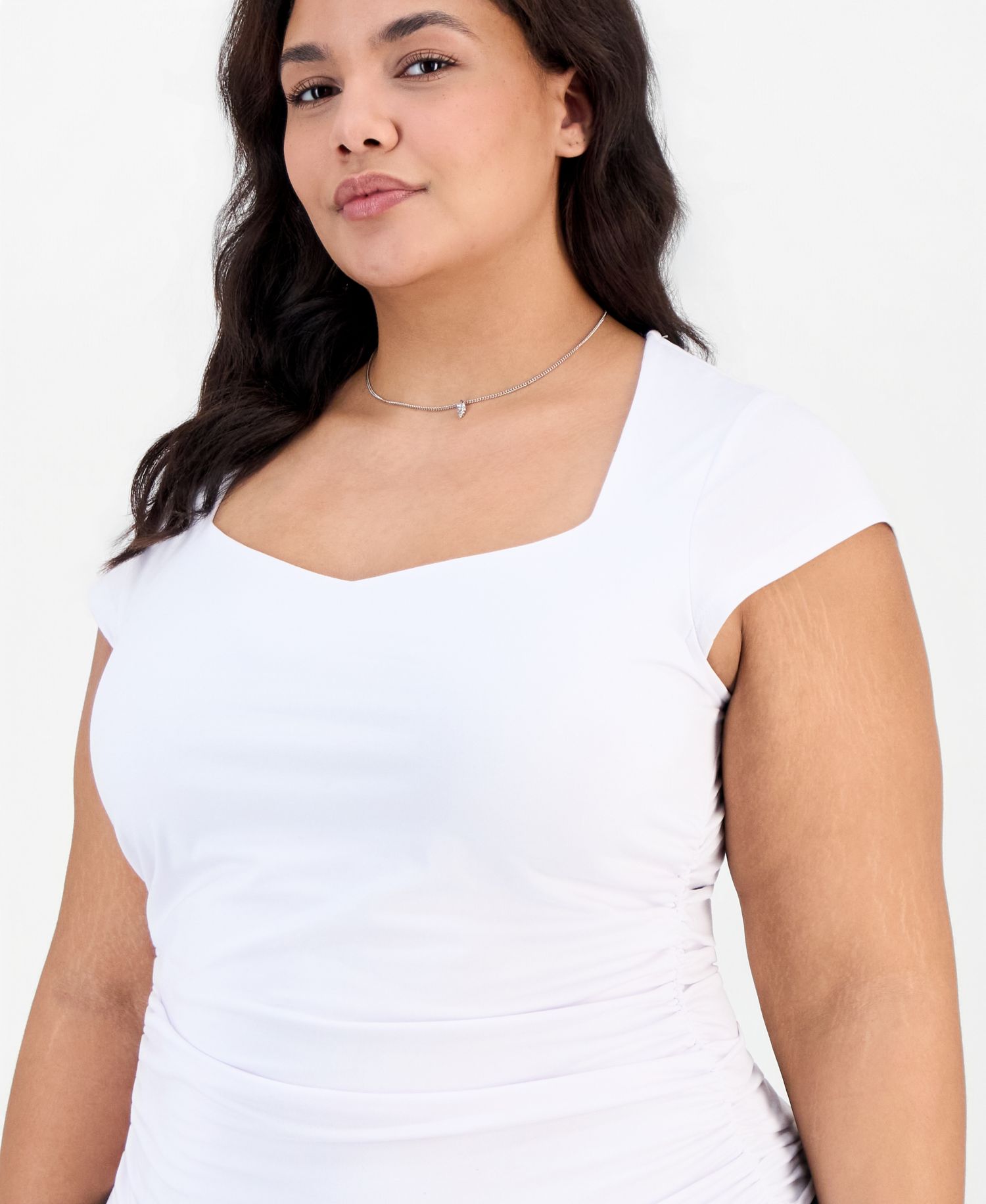 Trendy Plus Yummy Ruched Square-Neck Shrug Top