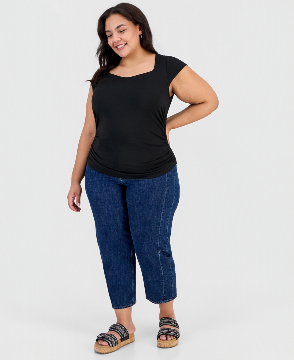 Full Circle Trends Trendy Plus Ruched Top