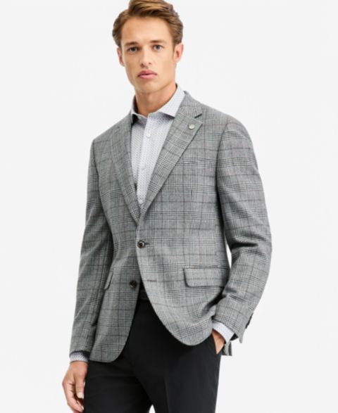 Мужской пиджак Ted by Ted Baker Modern-Fit Wool-Blend Sport Coat, цвет: Чёрный / Белый