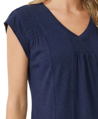 Women's Cap-Sleeve Peasant Top